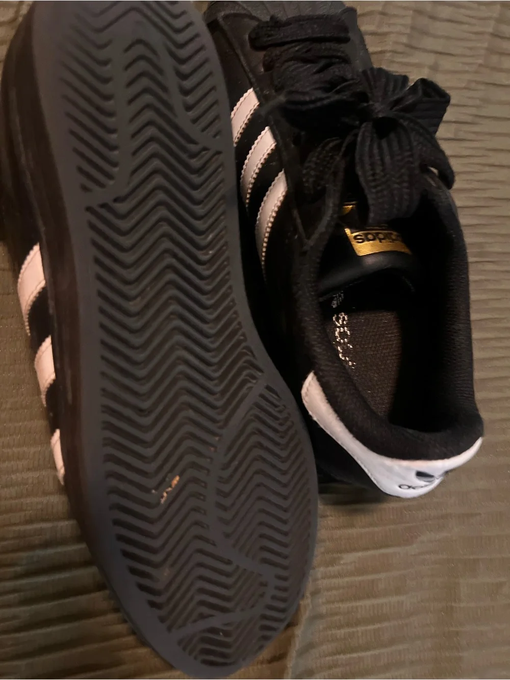 adidas men’s Superstar Sneakers - Black with White Stripes